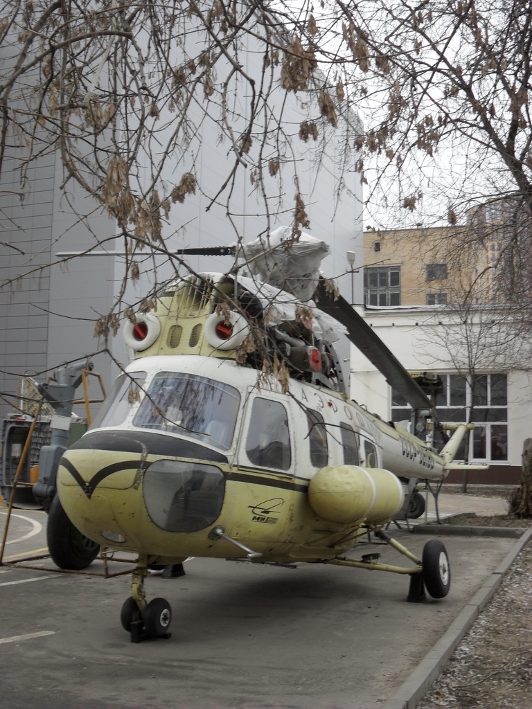 A helicopter on outdoor display