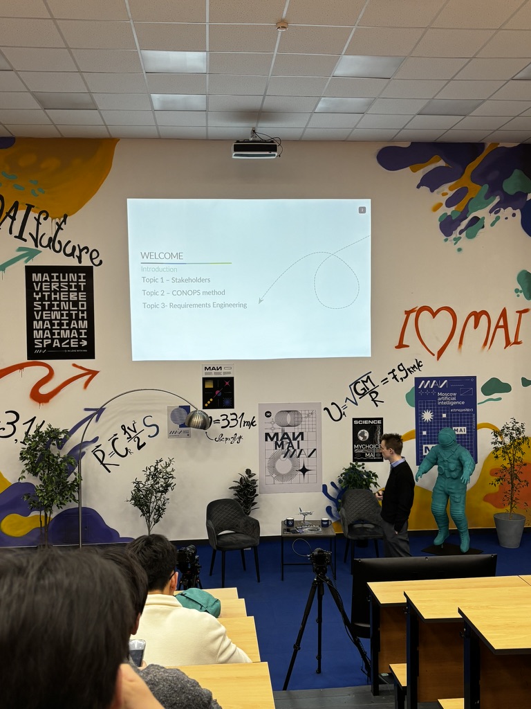 A winter camp lecture in a colorful classroom