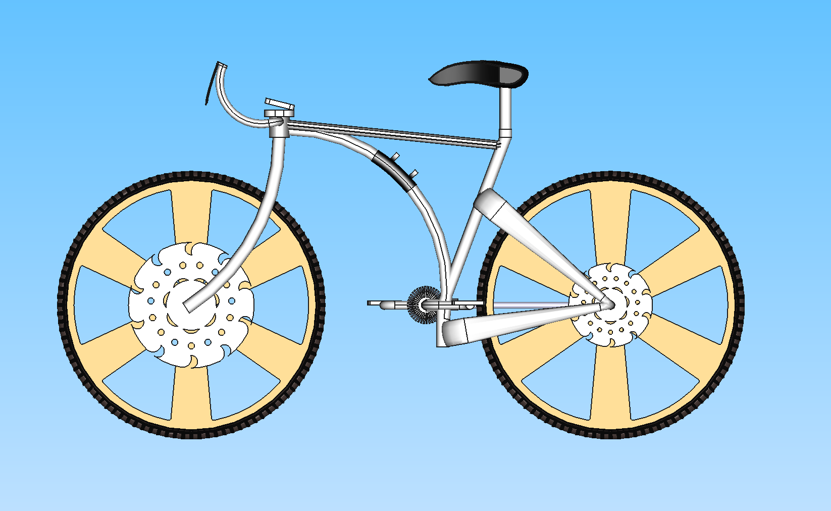 Smart bicycle FreeCAD model: side view