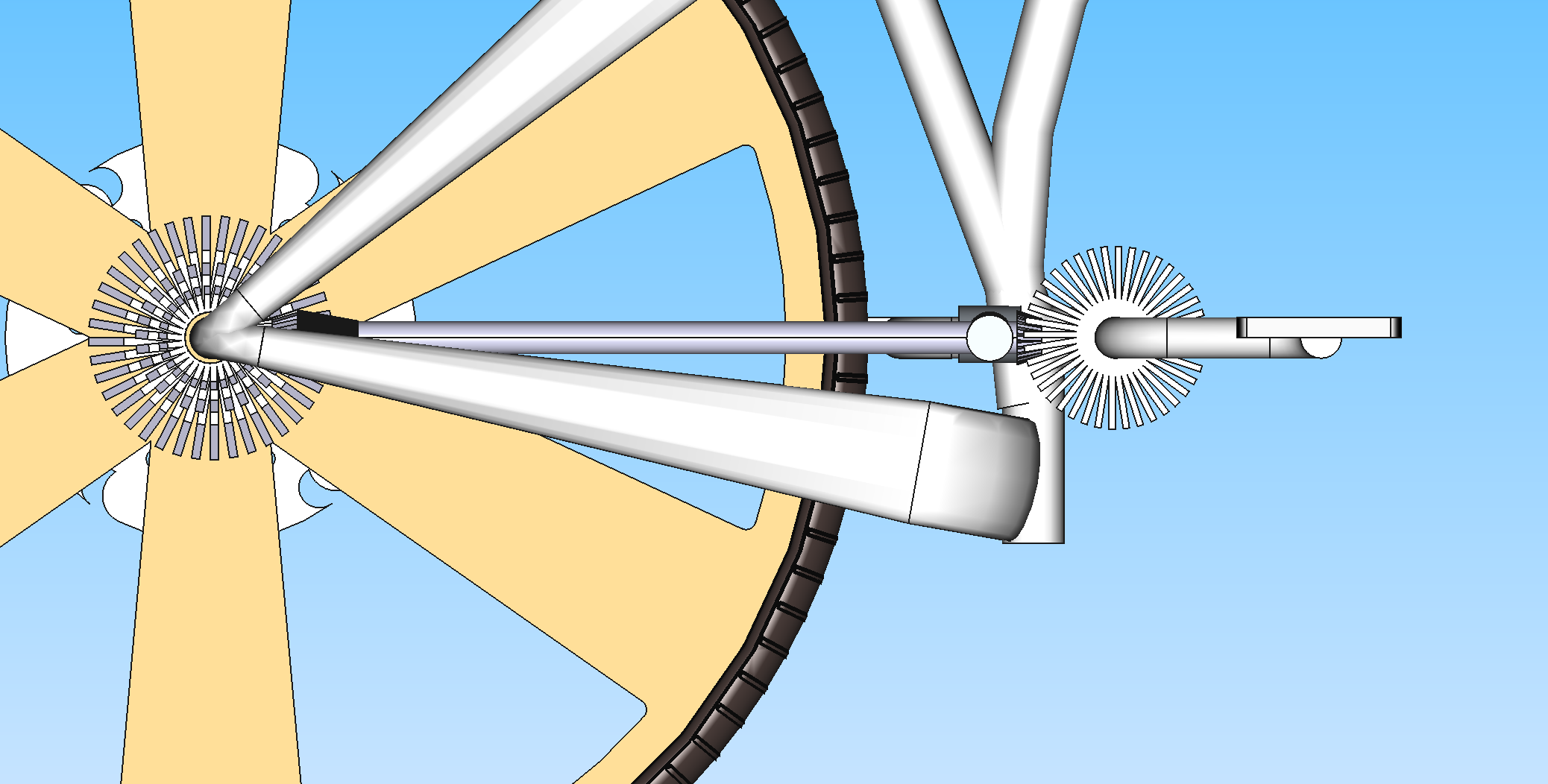 Smart bicycle FreeCAD model: shaft-drive transmission detail